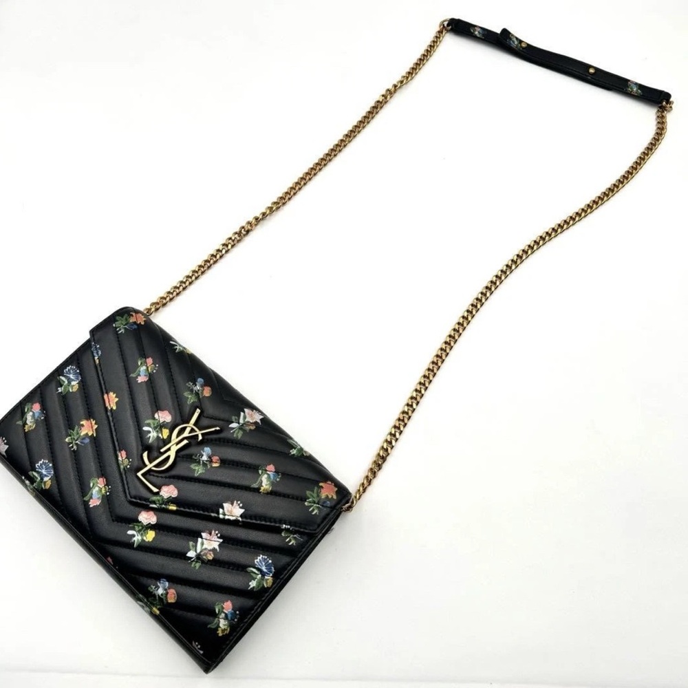 Yves Saint Laurent Black Floral Crossbody Bag